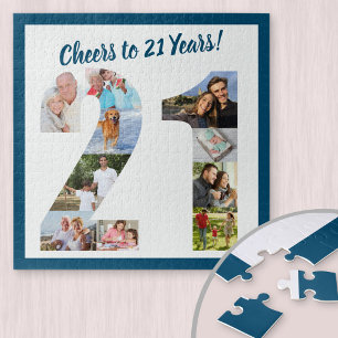 Proost op 21 Jaar Nummer 21 Foto Collage Vierkant Legpuzzel