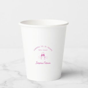 Proost op 21 jaar Roze 21ste verjaardag Custom Papieren Bekers