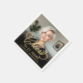 Proost op 21 Jaar Verjaardag Foto Goud Zwart Servet (Hoek)