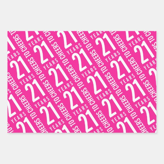 Proost op 21 jaar Verjaardag Hot Pink Inpakpapier Vel (Voorkant 2)