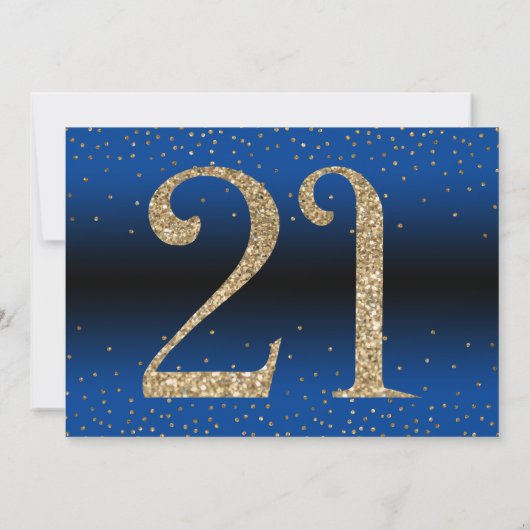 Proost op 21 jaar Verrassing Verjaardag Gold & Blu Kaart (Achterkant)