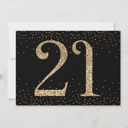 Proost op 21 jaar Verrassing Verjaardag Goud & Zwa Kaart (Achterkant)