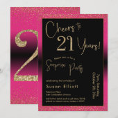 Proost op 21 jaar Verrassingsfeestje, roze Kaart (Voorkant / Achterkant)