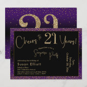 Proost op 21 jaar Verrassingsverjaardag, Paarse Kaart (Voorkant / Achterkant)