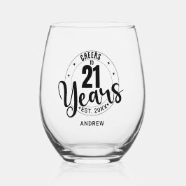 PROOST OP 21 JAAR WIJNGLAS ZONDER VOET
