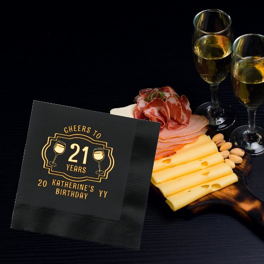 Proost op 21 jaar wijnglazen Verjaardagsnaam Folie Servetten