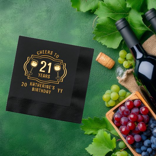 Proost op 21 jaar wijnglazen Verjaardagsnaam Folie Servetten