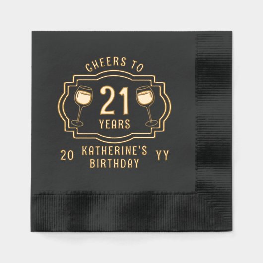Proost op 21 jaar wijnglazen Verjaardagsnaam Folie Servetten (Voorkant)