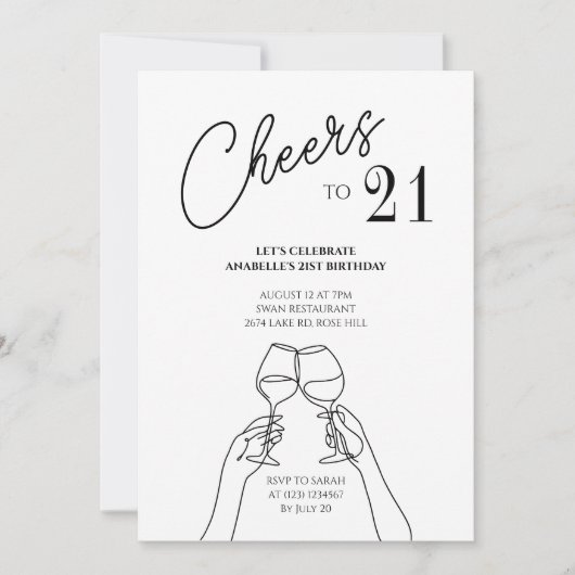 Proost op 21 verjaardagsfeestje chic modern kaart (Voorkant)