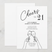 Proost op 21 verjaardagsfeestje chic modern kaart (Voorkant / Achterkant)