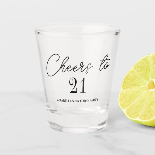 Proost op 21 verjaardagsfeestje shot glas (Voorkant)