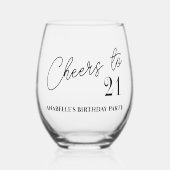 Proost op 21 verjaardagsfeestje wijnglas zonder voet (Voorkant)