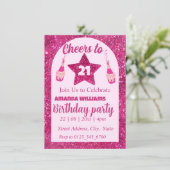 Proost op 21e verjaardag roze glitters elegant chi kaart (Staand voorkant)
