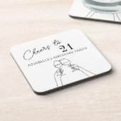 Proost op 21e verjaardagsfeestje chic modern bier onderzetter (Linkerzijde)