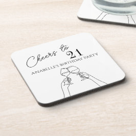 Proost op 21e verjaardagsfeestje chic modern bier onderzetter