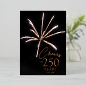 Proost op 250 jaar vuurwerk Sestercentennial Folie Uitnodiging (Staand Voorkant)