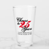 Proost op 25 jaar 25e verjaardag bierglas cadeau glas (Voorkant)
