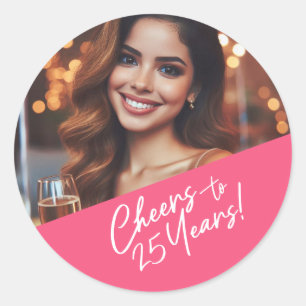 Proost op 25 Jaar Custom Photo Birthday Party Ronde Sticker