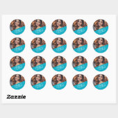 Proost op 25 Jaar Custom Photo Birthday Party Ronde Sticker (Vel)