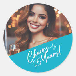 Proost op 25 Jaar Custom Photo Birthday Party Ronde Sticker