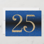 Proost op 25 Jaar Verjaardag Goud & Blauw Kaart (Achterkant)