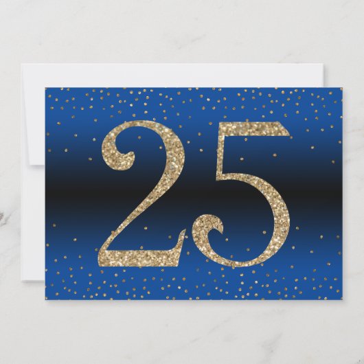 Proost op 25 Jaar Verjaardag Goud & Blauw Kaart (Achterkant)