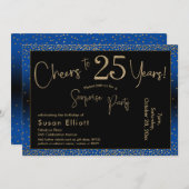 Proost op 25 Jaar Verjaardag Goud & Blauw Kaart (Voorkant / Achterkant)