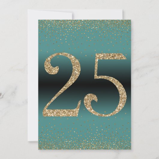 Proost op 25 jaar Verrassingsfeestje, Blauwgroen Kaart (Achterkant)