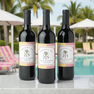 Proost op 25 Palm Beach Tropische Verjaardag Wijn Etiket