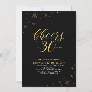 Proost op 30   Gouden & Zwarte 30e Verjaardagsfees Kaart