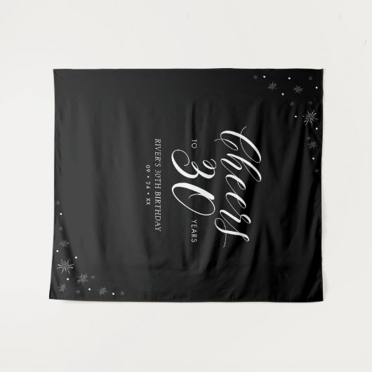 Proost op 30 jaar | 30e verjaardag Zwart & Wit Wandkleed (Voorkant (horizontaal))