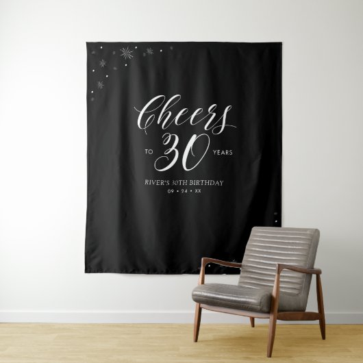 Proost op 30 jaar | 30e verjaardag Zwart & Wit Wandkleed (In situ)