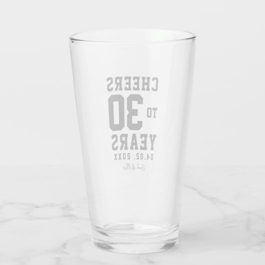 Proost op 30 jaar Black Script Typografie Glas (Achterkant)