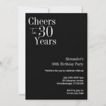 Proost op 30 Jaar Black White 30e Verjaardagsfeest
