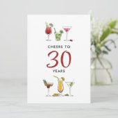 Proost op 30 jaar Cocktail Drink Verjaardag Kaart (Staand voorkant)