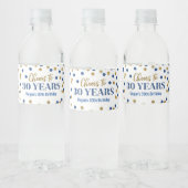 Proost op 30 jaar Confetti van Blue Gold Waterfles Etiket (Flessen)