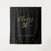 Proost op 30 jaar | Goud & Zwart Verjaardagsfeest  Wandkleed (Voorkant)