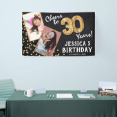 Proost op 30 jaar gouden ballon 2 foto Verjaardag Spandoek (Beurs)