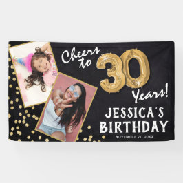 Proost op 30 jaar gouden ballon 2 foto Verjaardag Spandoek