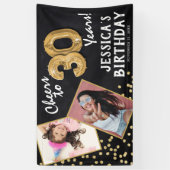 Proost op 30 jaar gouden ballon 2 foto Verjaardag Spandoek (Verticaal)