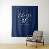 Proost op 30 jaar | Navy & Wit 30e Verjaardag Wandkleed (In situ)