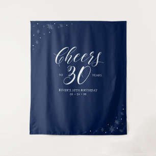 Proost op 30 jaar Navy & Wit 30e Verjaardag Wandkleed