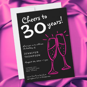 Proost op 30 Jaar Roze Champagne Verjaardag Kaart