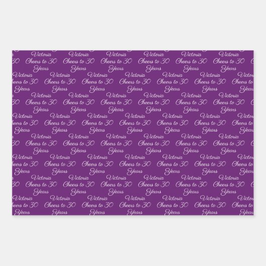 Proost op 30 jaar Roze Magenta 30ste verjaardag Inpakpapier Vel (Voorkant 3)