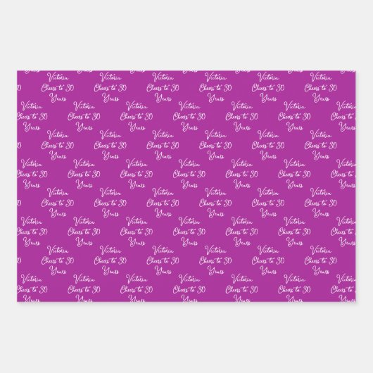 Proost op 30 jaar Roze Magenta 30ste verjaardag Inpakpapier Vel (Voorkant)
