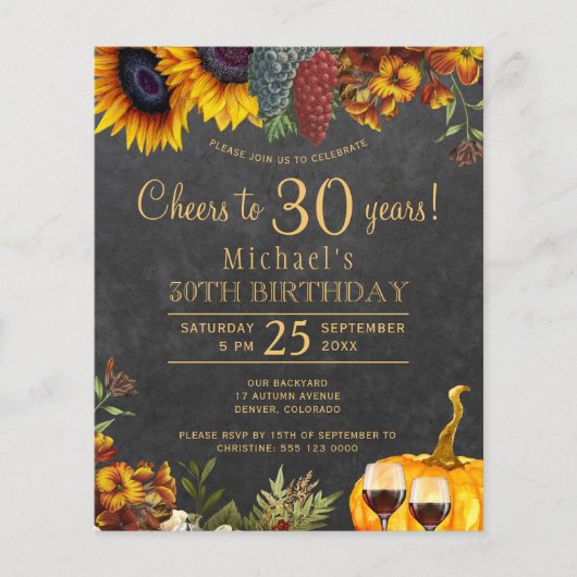 Proost op 30 jaar ruige herfst 30e verjaardagsfees (Voorkant)