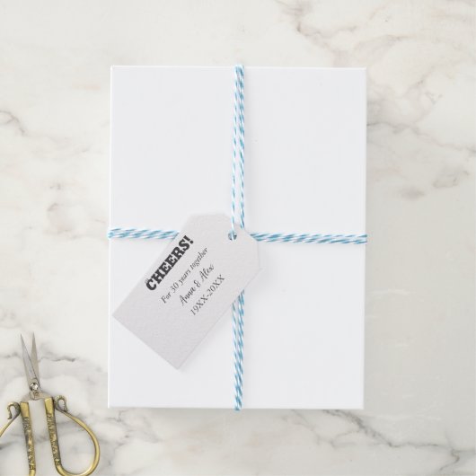 Proost op 30 jaar samen jubileum voeg naam d toe cadeaulabel (Met Touw)