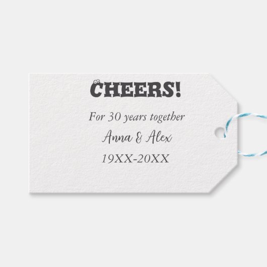 Proost op 30 jaar samen jubileum voeg naam d toe cadeaulabel (Voorkant (Horizontaal))
