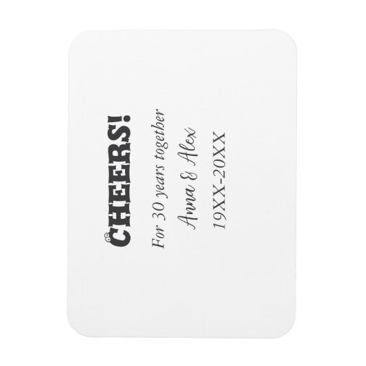 Proost op 30 jaar samen jubileum voeg naam d toe magneet (Verticaal)