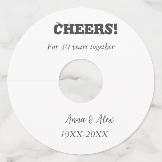 Proost op 30 jaar samen jubileum voeg naam d toe wijnglaslabel (Voorkant)